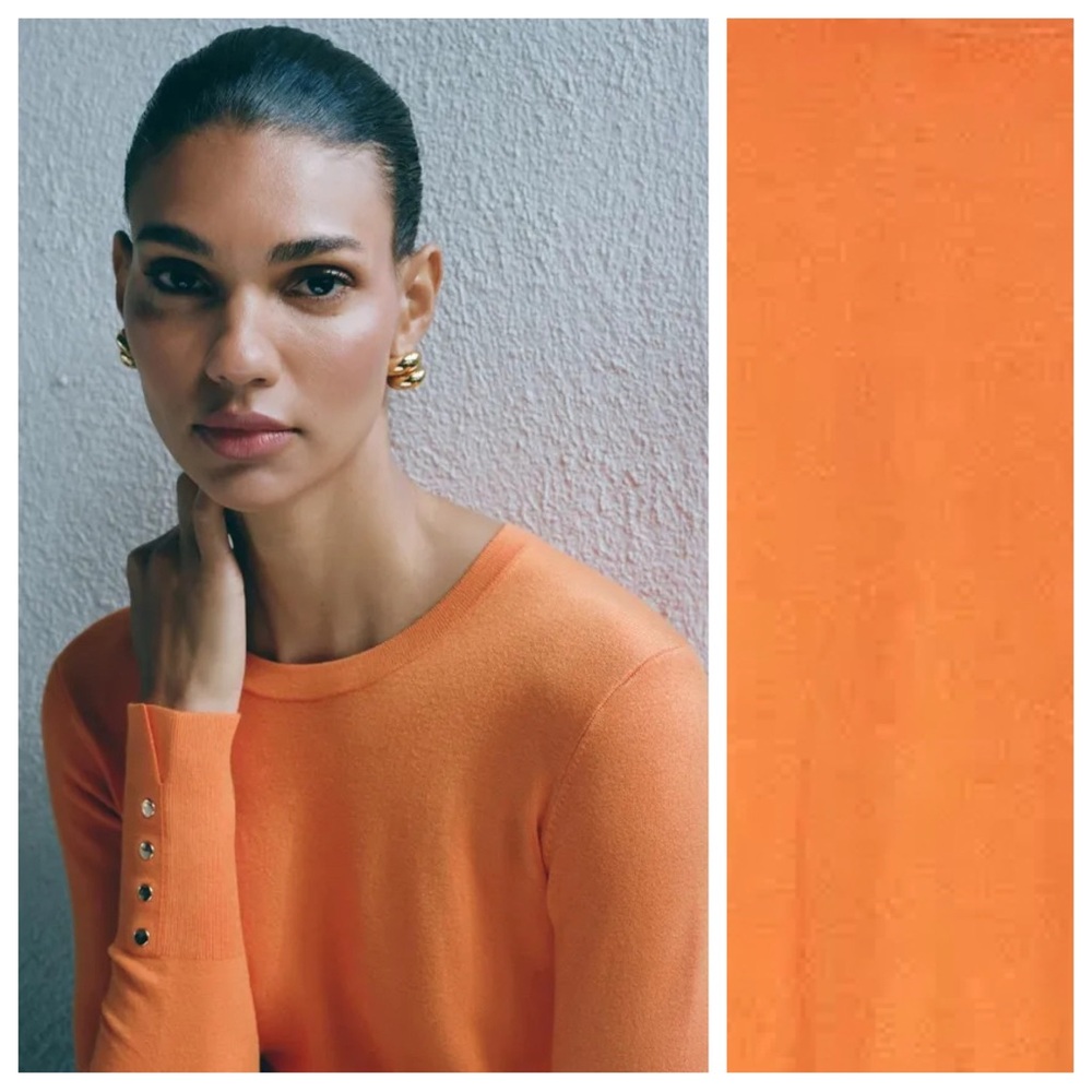 NWT. Zara Burnt Orange Basic Solid-Colored Sweate… - image 1